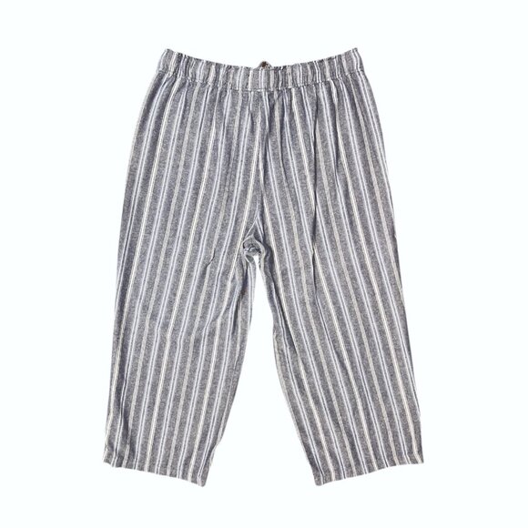 Sonoma Linen Wide Leg Ankle Pants Women's Plus Size 0X Striped Elastic Waist - Picture 2 of 5